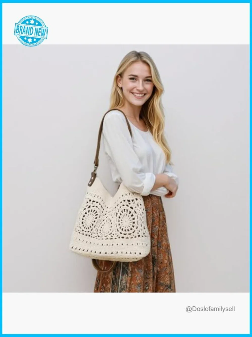 Handmade Crochet Hobo Bag Large Crossbody Shoulder Purse Boho Y2K